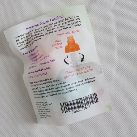 NWT ChooMee SoftSip Food Pouch Top Orange Aqua 2 PK - Picture 2 of 3
